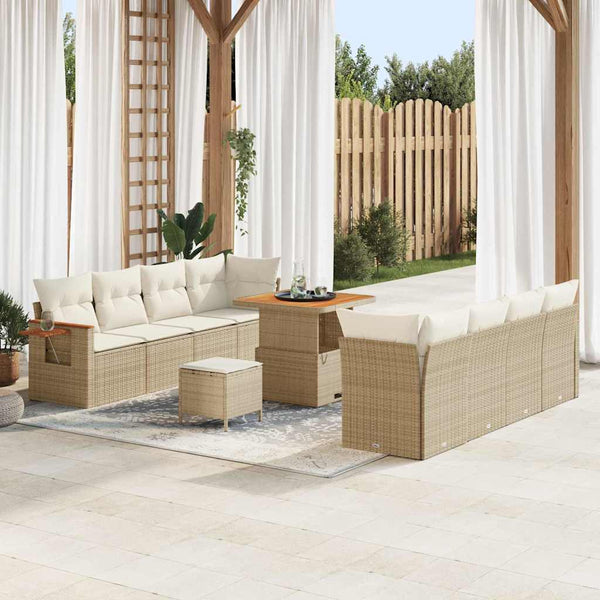 vidaXL Salon de jardin avec coussins 11 pcs Beige et crème