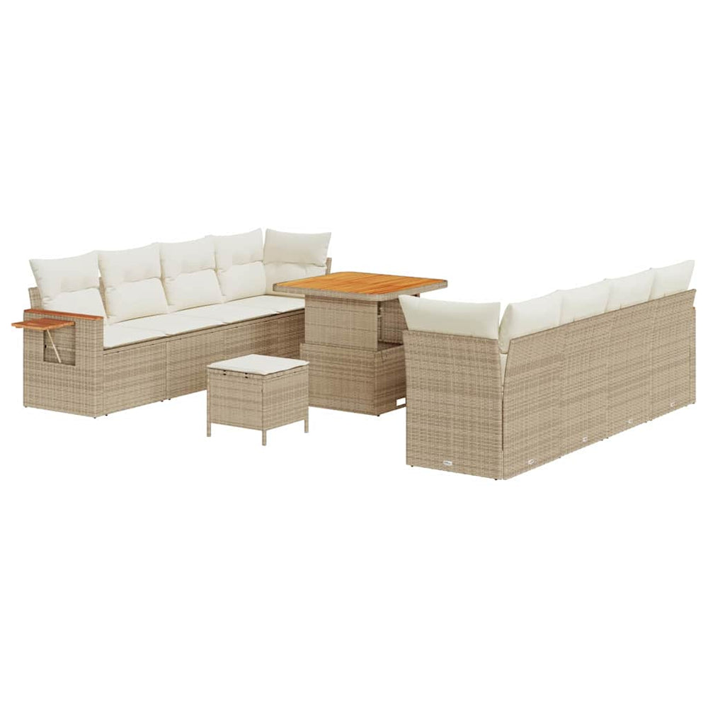 Gartensofa Set Beige & Creme mit Kissen (11-teilig)