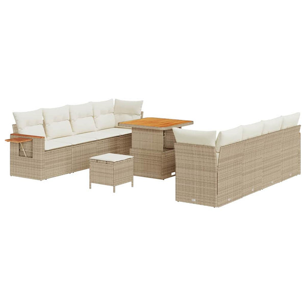vidaXL Salon de jardin avec coussins 11 pcs Beige et crème