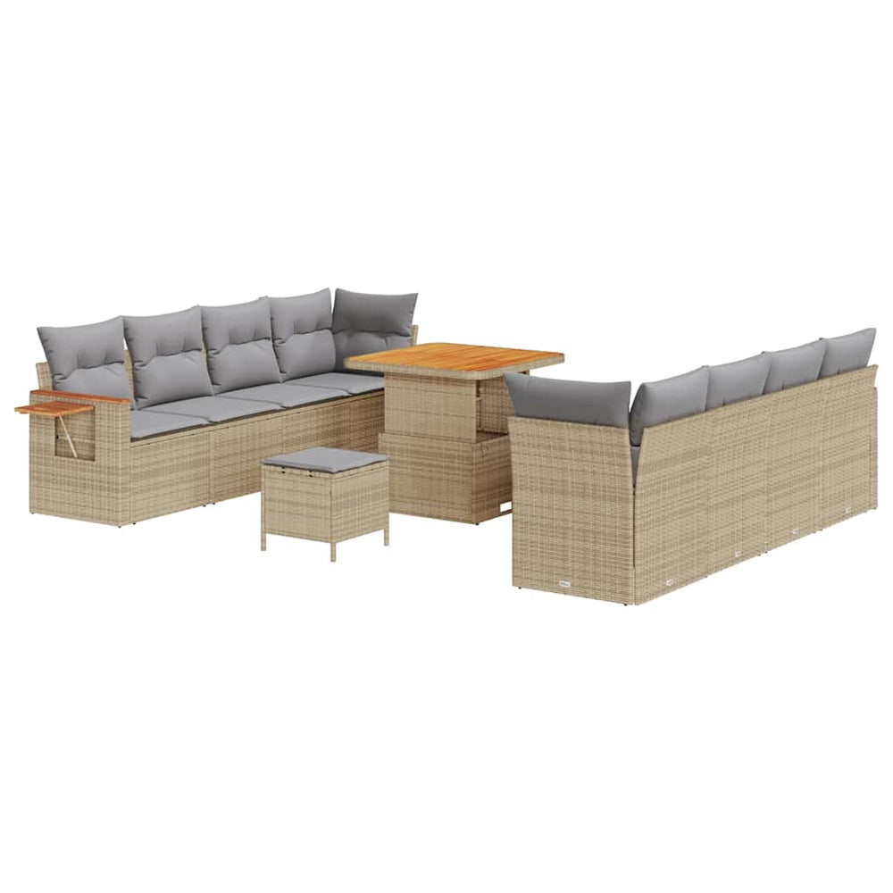 vidaXL Salon de jardin avec coussins 11 pcs Beige et Gris clair