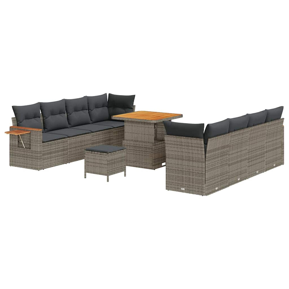 Gartensofa Set Grau mit Kissen, 11-teilig