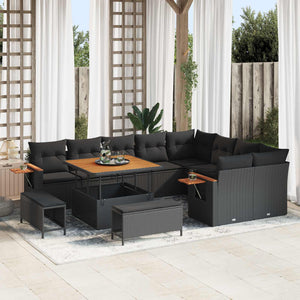 vidaXL Salon de jardin avec coussins 12 pcs Noir