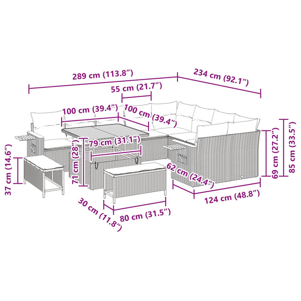 vidaXL Salon de jardin avec coussins 12 pcs Noir