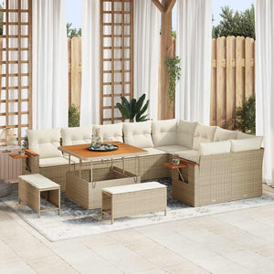 vidaXL Salon de jardin avec coussins 12 pcs Beige et Crème