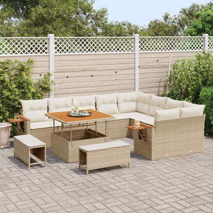 vidaXL Salon de jardin avec coussins 12 pcs Beige et Crème