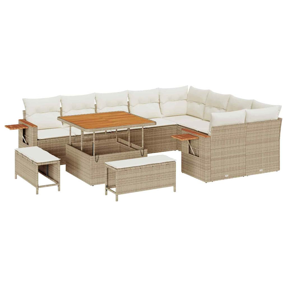 vidaXL Salon de jardin avec coussins 12 pcs Beige et Crème