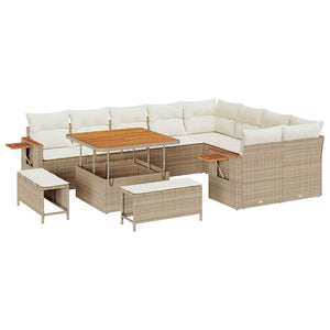 vidaXL Salon de jardin avec coussins 12 pcs Beige et Crème