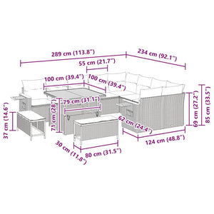 Graues Gartensofa-Set mit Kissen (12-teilig)