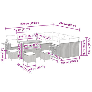 vidaXL Salon de jardin avec coussins 13 pcs Noir