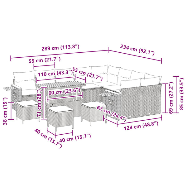 vidaXL Salon de jardin avec coussins 13 pcs Noir