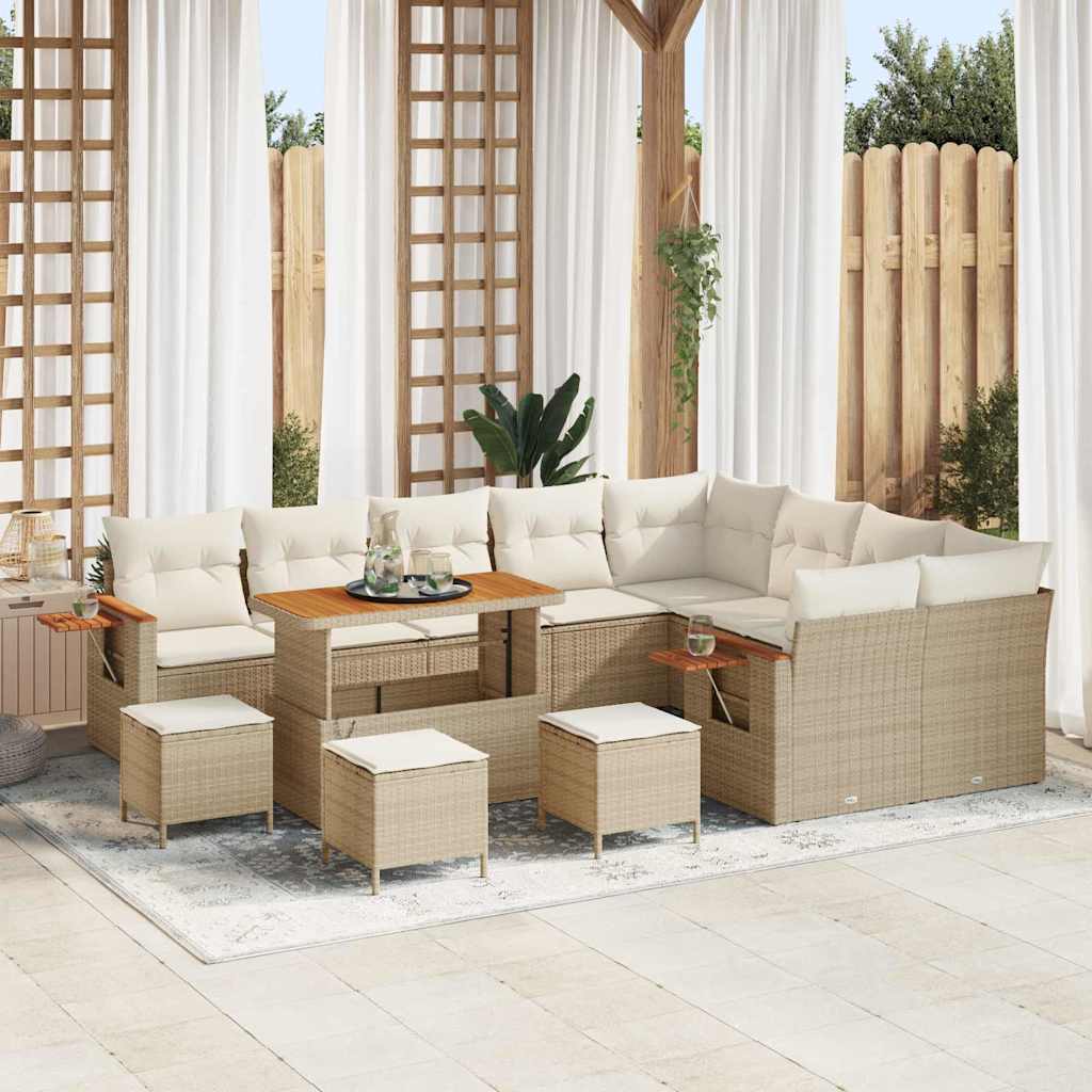 vidaXL Salon de jardin avec coussins 13 pcs Beige et crème