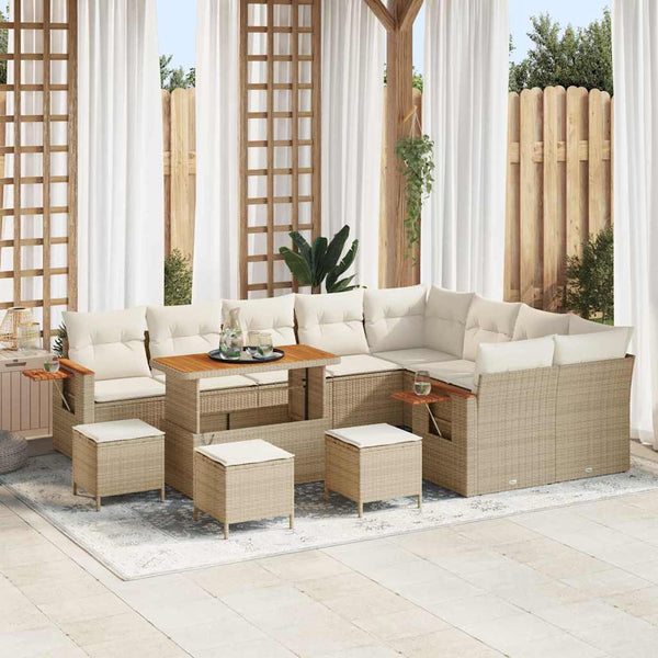 vidaXL Salon de jardin avec coussins 13 pcs Beige et crème