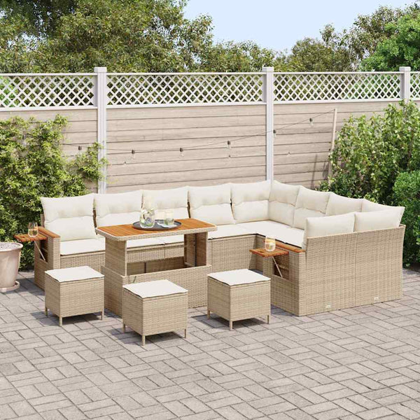 vidaXL Salon de jardin avec coussins 13 pcs Beige et crème