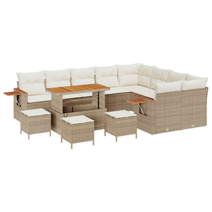 vidaXL Salon de jardin avec coussins 13 pcs Beige et crème