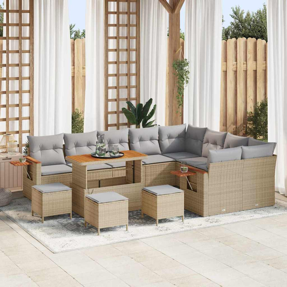 vidaXL Salon de jardin avec coussins 13 pcs Beige et Gris clair
