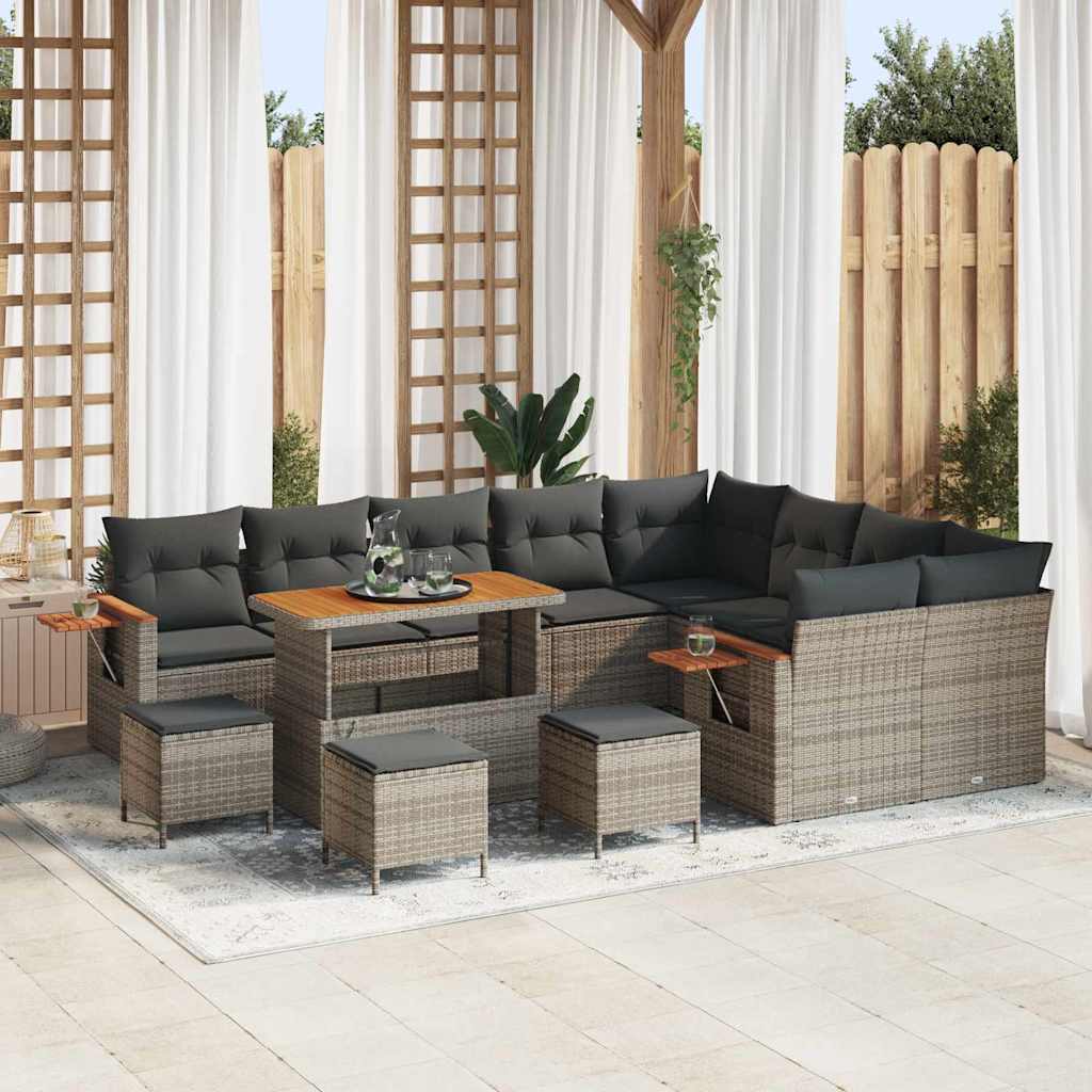 vidaXL Ensemble de canapés de jardin avec coussins 13 pcs Gris