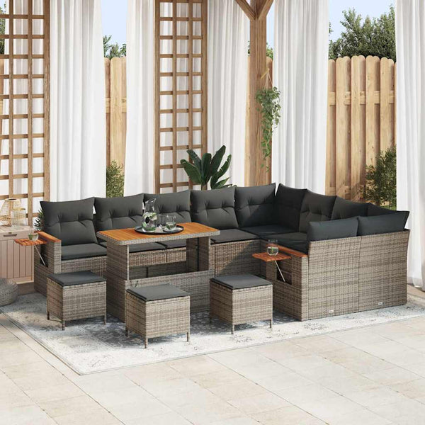 vidaXL Ensemble de canapés de jardin avec coussins 13 pcs Gris