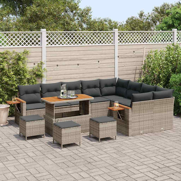 vidaXL Ensemble de canapés de jardin avec coussins 13 pcs Gris