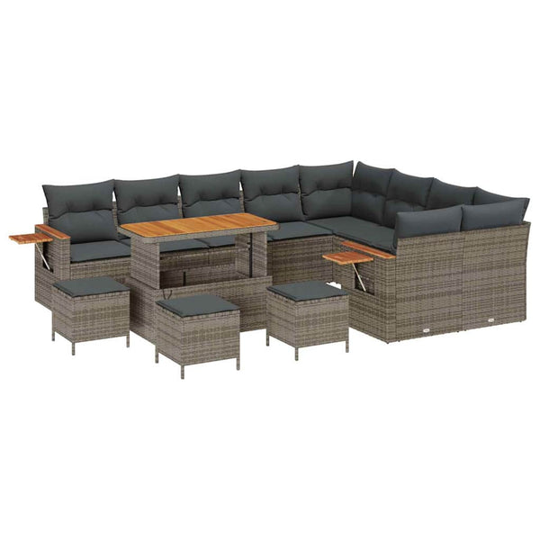 vidaXL Ensemble de canapés de jardin avec coussins 13 pcs Gris