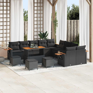 vidaXL Ensemble de canapés de jardin avec coussins 14 pcs Noir
