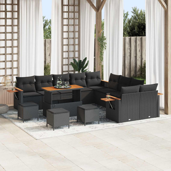 vidaXL Ensemble de canapés de jardin avec coussins 14 pcs Noir