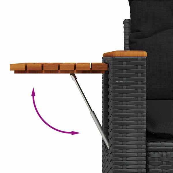vidaXL Ensemble de canapés de jardin avec coussins 14 pcs Noir