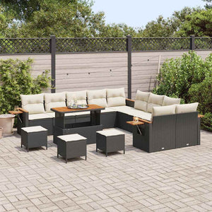 Gartensofa Set Schwarz Creme 14-teilig