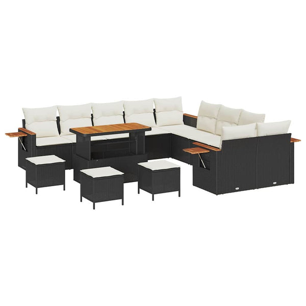Gartensofa Set Schwarz Creme 14-teilig