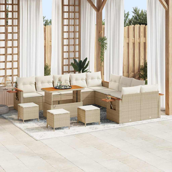 vidaXL Salon de jardin avec coussins 14 pcs Beige et crème