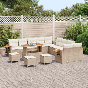 vidaXL Salon de jardin avec coussins 14 pcs Beige et crème