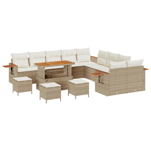 vidaXL Salon de jardin avec coussins 14 pcs Beige et crème