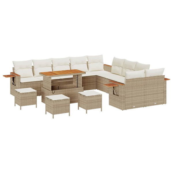 vidaXL Salon de jardin avec coussins 14 pcs Beige et crème