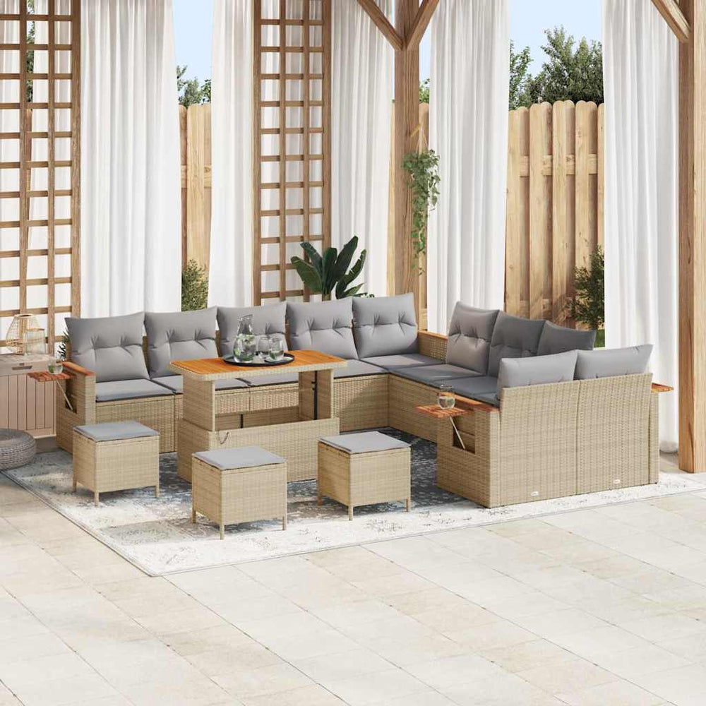 vidaXL Salon de jardin avec coussins 14 pcs Beige et Gris clair