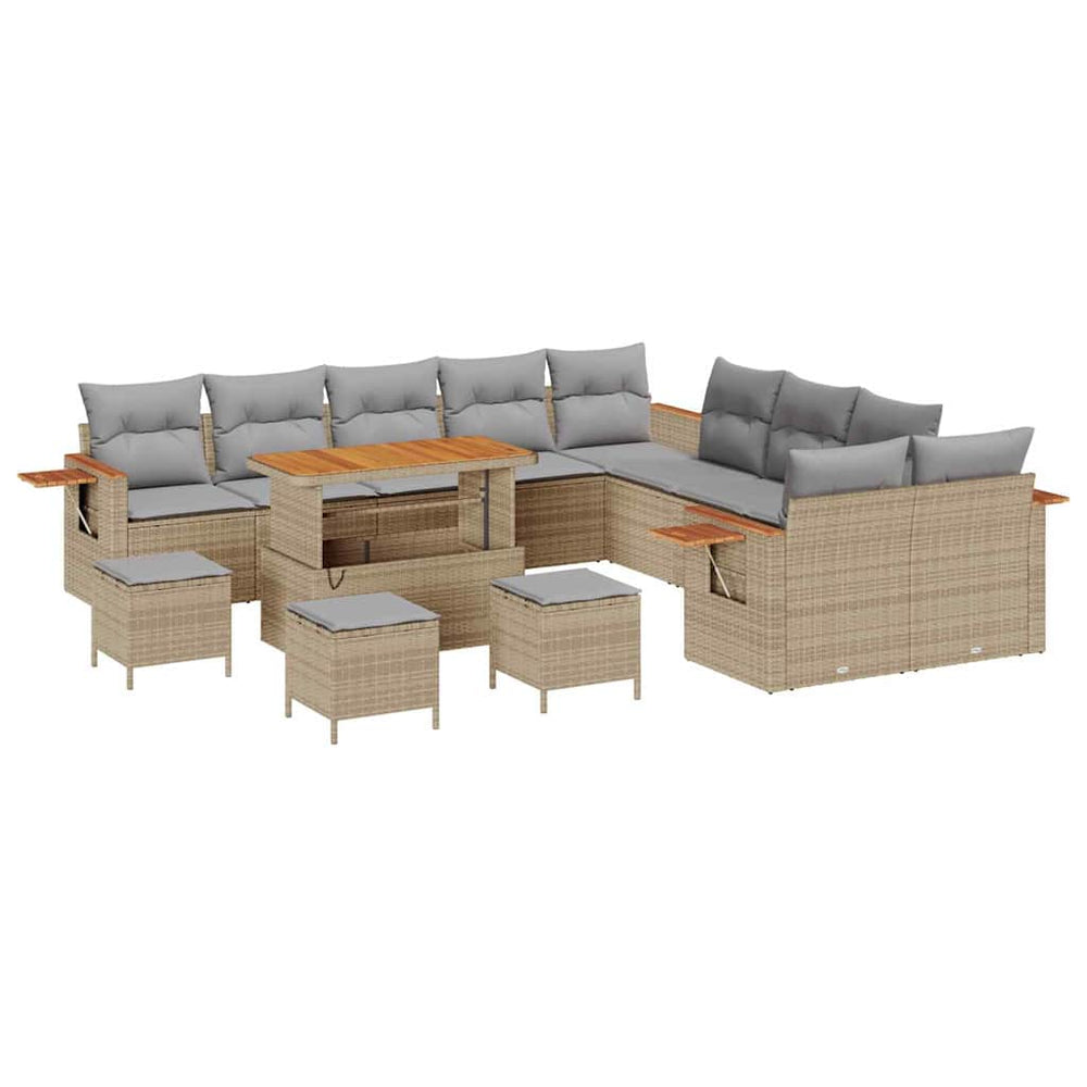 vidaXL Salon de jardin avec coussins 14 pcs Beige et Gris clair
