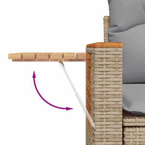 Gartensofa Set Beige/Hellgrau mit Kissen (14-teilig)