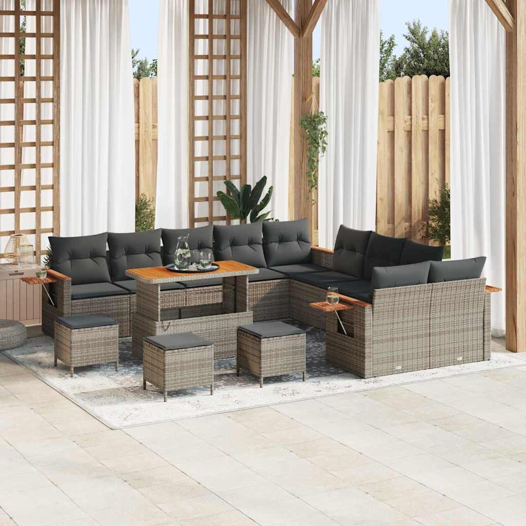 vidaXL Ensemble de canapés de jardin avec coussins 14 pcs Gris