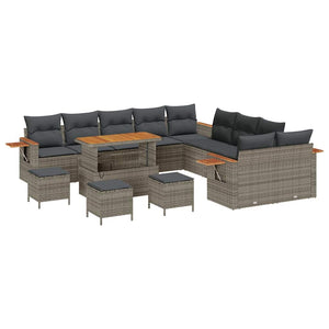 vidaXL Ensemble de canapés de jardin avec coussins 14 pcs Gris