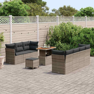 vidaXL Garden Sofa Set with Cushions and Storage 10 pcs Grey