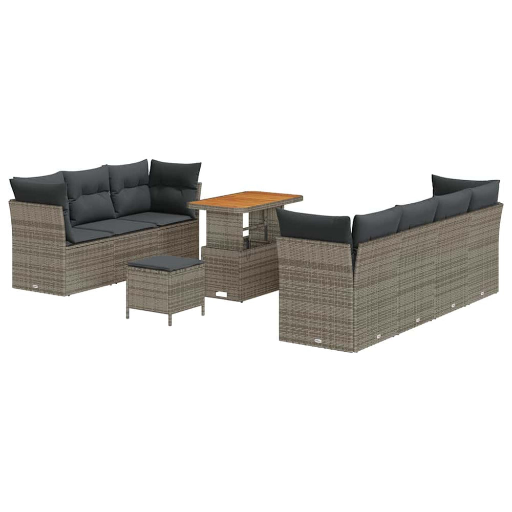 vidaXL Garden Sofa Set with Cushions and Storage 10 pcs Grey
