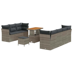 vidaXL Garden Sofa Set with Cushions and Storage 10 pcs Grey