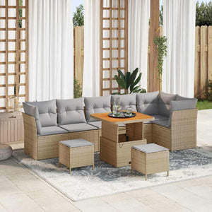 vidaXL Salon de jardin 9 pcs Beige et gris clair 80 x 80 x 71 cm