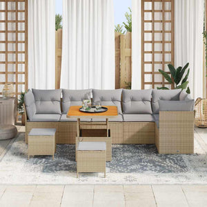 vidaXL Salon de jardin 9 pcs Beige et gris clair 80 x 80 x 71 cm
