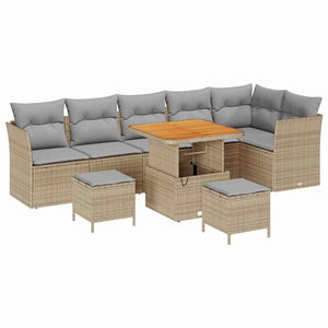 vidaXL Salon de jardin 9 pcs Beige et gris clair 80 x 80 x 71 cm