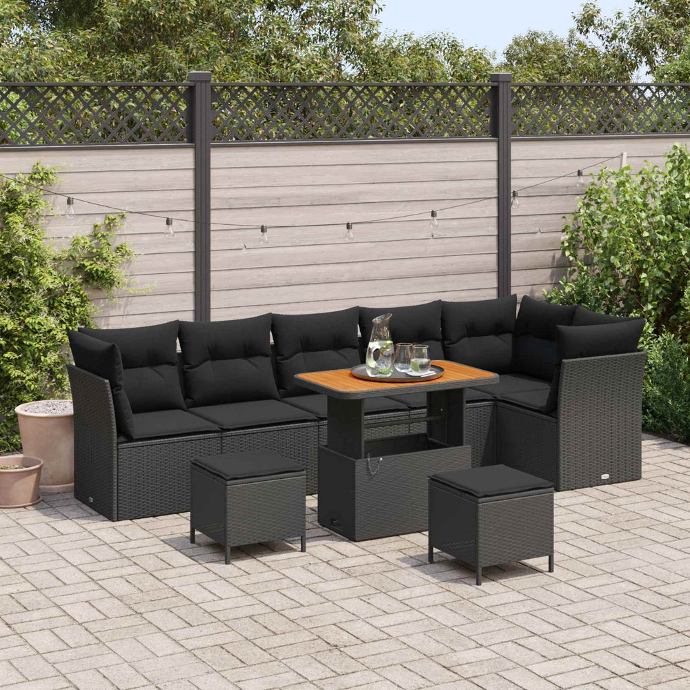 vidaXL Ensemble de canapés de jardin avec coussins 9 pcs Noir 90 x 55 x 71 cm