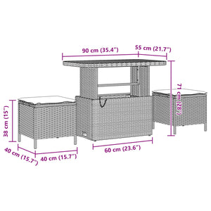 Garten Sofa Set Schwarz mit Kissen 9-teilig