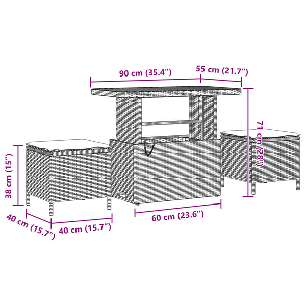 Garten Sofa Set Schwarz mit Kissen 9-teilig