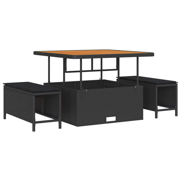 vidaXL Ensemble de canapés de jardin avec coussins et rangement 12 pcs Noir