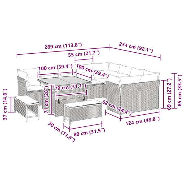 vidaXL Ensemble de canapés de jardin avec coussins 12 pcs Noir et crème
