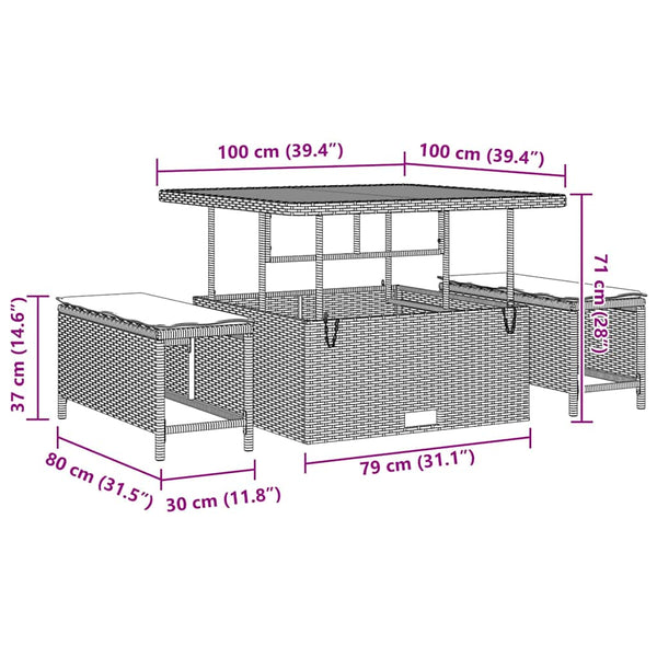 Garten Sofa Set mit Kissen und Stauraum