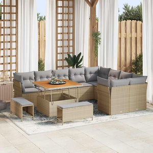 vidaXL Ensemble de canapé de jardin avec coussins 12 pcs Beige et gris clair